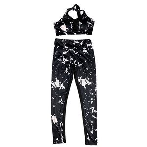 Women’s Sports Bra & Leggings Set Black White Shien Size Medium US 6